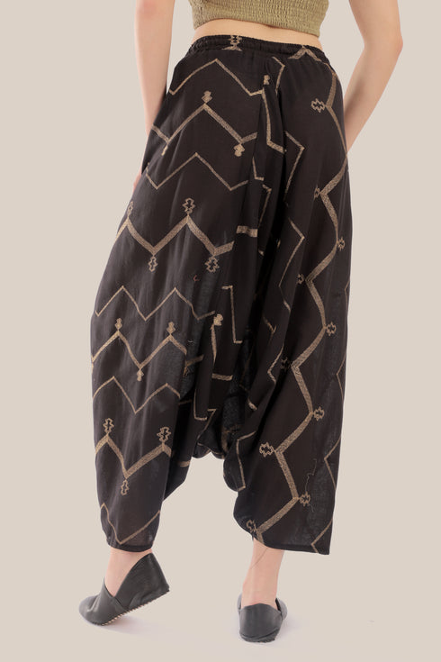 Embroidered Harem pants with elastic waistband